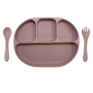 Assiette d'apprentissage multifonctionnelle en silicone à 4 compartiments avec ventouses faciles à fixer, ensemble de vaisselle rectangulaire pour enfants - Product Image 6