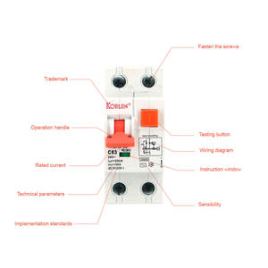 Korlen ac סוג rcb 6ka הגנה עומס din זרם זרם זרם Rcbo - Product Image 6