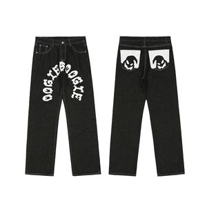 Pantalon en denim noir de haute qualité délavé à l'acide avec logo imprimé personnalisé signifie <span class=keywords><strong>jean</strong></span> slim - Product Image 4