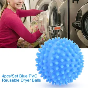 Blue PVC Reusable Dryer Balls Laundry Ball Washing Drying Fabric Softener Ball For Home Clothes Cleaning Tools