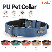 Collier pour chien en cuir réglable personnalisé avec logo, vente en gros du fabricant, collier d'identification pour animaux de compagnie, collier de luxe en PU pour chien