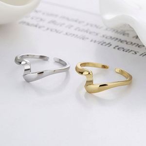Bagues Tressées Tendance pour Femmes, Bijoux Faits Main en Cuivre Plaqué Or 18K, Forme Ondulée Irrégulière, Modèle Ouvert Combiné Yuanchen Jf110831 - Product Image 1