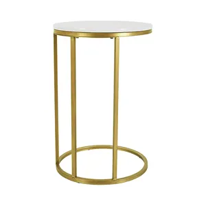 Living room furniture C shape gold sofa side table round end table for small space sofa side and bedside