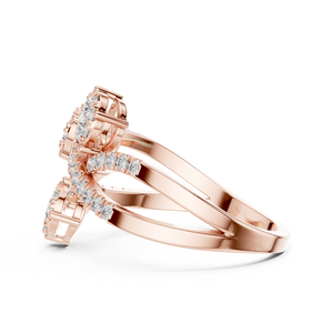 Bague en or rose sertie de diamants, élégante et brillante, pour femme, idéale pour un mariage, une fiançailles, un cadeau et des occasions spéciales - Product Image 3
