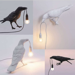 Lámpara de Pared de Mesa con Forma de Animal Creativa, Luz de Noche en Diseño de Cuervo Negro, Material de Resina Auspicioso, Luz Nocturna de Pájaro DE LA Suerte - Product Image 3