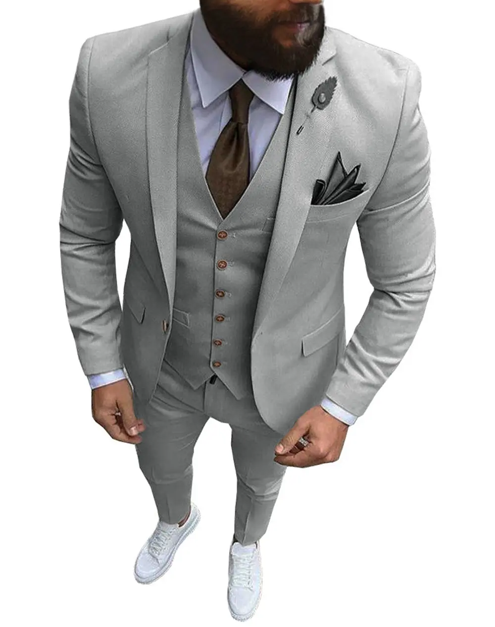 Costume d'Affaires Solide pour Hommes 3 Pièces Dernières Conceptions de Pantalon Manteau Garçons d'Honneur Pour Mariage/Fête (Blazer + Gilet + Pantalon)