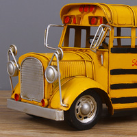 Modèle de bus scolaire rétro en fer forgé fait main pour la maison, le bureau, le bar, le café, le salon, objet de collection, décoration, ornement, cadeau