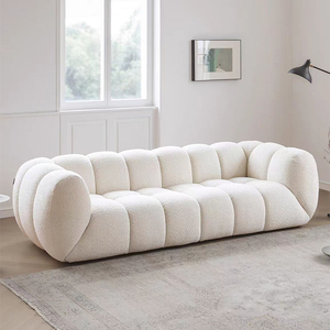 Cremefarbenes Lammkaschmir-Sofa für Wohn- und Schlafzimmer. Ein Marshmallow-ähnliches Stoffsofa. - Product Image 1