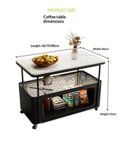 Table d'appoint mobile pour salon, style moderne et minimaliste, avec plateau en dalle de roche, espace de rangement, design luxueux et haut de gamme, Nouveauté 2026