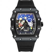 Mode loisirs sport montre automatique creux étanche hommes poignet cosmonaute carré baril montre à Quartz