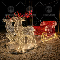 Grand motif lumineux en forme de renne 3D LED, indice de protection IP65, pour affichage en centre commercial et décorations de Noël extérieures.