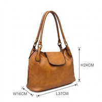 Sac à bandoulière Hobo vintage en cuir véritable imperméable, grand format, style lune souple, avec surpiqûres contrastées et détails en laiton, pour l'été et l'automne