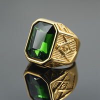 Nouvelle bague maçonnique bijoux bague en pierre de couleur étanche grande bague de mode avec pierre