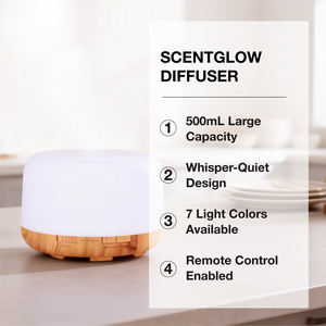 Difusor de aceites esenciales de 500 ml, máquina difusora ultrasónica de aceites esenciales anhidros con control remoto y luz LED de 7 colores - Product Image 2