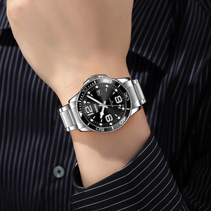 Montre chronographe ronde pour homme, montre-bracelet de luxe en acier inoxydable, montre à quartz étanche 30M - Product Image 2