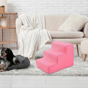 Passi equilibrati per animali domestici antiscivolo per cani e gatti di piccola taglia letto alto 3 gradini/divano rosa forniture per animali piccoli - Product Image 6