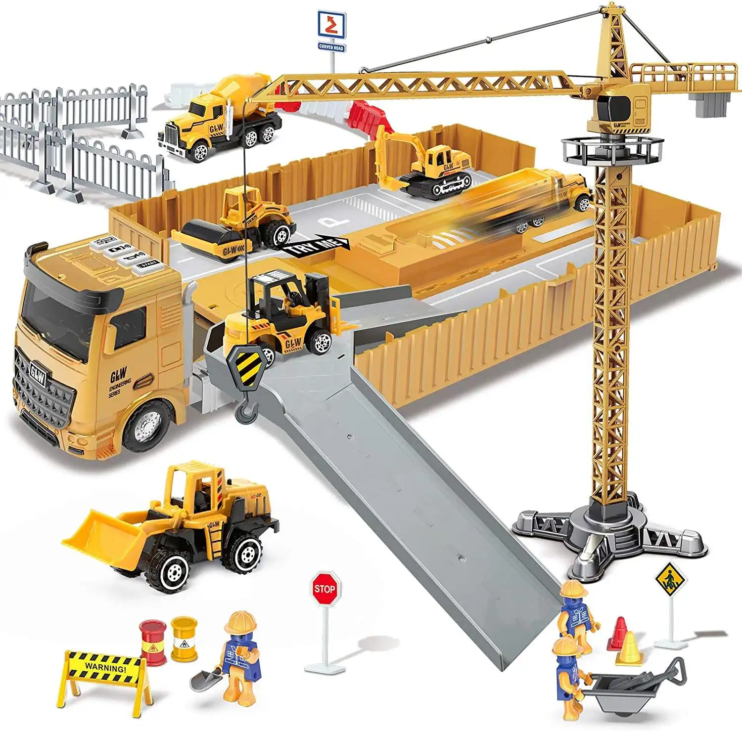 Inertie Legering Transport Oplegger Vrachtwagen Diecast Voertuig Speelgoed Set Bouw Kids Metaaltechniek Spelen Gegoten Auto 'S