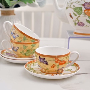 Ensemble de vaisselle en céramique écologique, kit de tasses en porcelaine moderne avec motifs de fruits jaunes pour hôtels et services - Product Image 3