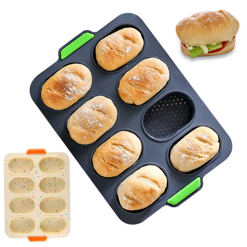 8 Holes Non Stick 3D Silicone Cake Molds Baking & Pastry Tools French Bread Loaf Bakeware