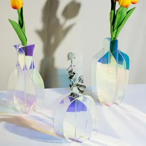 Ins Art Acrylic Laser Colorful and Fresh Decoration colored acrylic vases table vase vase for weddings flowers