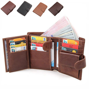 Purse Slim RFID Blocking Credit <b>Card</b> Holder Trifold <b>Wallet</b> Genuine <b>Leather</b> <b>Mens</b> Factory Hot Sale - Product Image 1