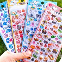 Autocollants en résine époxy mini-dôme scintillants, 4 thèmes mignons (aliments, animaux), décalcomanies 3D transparentes pour journal et décoration DIY