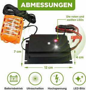 ระบบมอร์เทนช็อตแรงดันสูง12V เครื่องไล่หนู450V พร้อมระบบสั่นอัลตราโซนิกไฟแฟลช LED อัตโนมัติสตาร์ทเครื่องยนต์ - Product Image 2