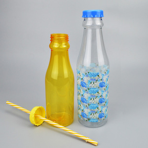 Pet Water Bottle With <b>Straw</b> <b>Reusable</b> Beverage Packaging Travel Use Custom Made Color Unisex - Product Image 2