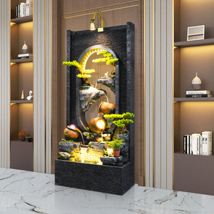 Mur d'eau artificiel en ciment, décoration Feng Shui, forme irrégulière, motif paysager pour salon, cour, attirant la prospérité - Product Image 4