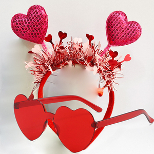 Serre-tête élégant pour femme avec sequins en forme de cœur, idéal pour la Saint-Valentin, créatif, en tissu, pour usage quotidien, avec lunettes assorties - Product Image 6