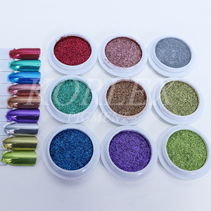 Poudre miroir chromée pour nail art grande taille, pigment de vernis à ongles gel rose gold sirène - Product Image 5