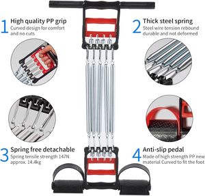 Equipo de Gimnasio, Ejercitador de Dedos, Expansor de Pecho de 5 Resortes 3 en 1 con Pedal, Expansor de Pies, Ejercicio de Fitness en Casa, Musculación - Product Image 5