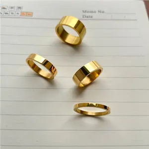 Anel de ouro, joias graváveis em branco, anel de charuto de ouro, anel de declaração de alta qualidade, bom preço, minimalista, anéis de aço inoxidável