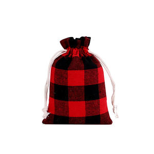 Yiwu 2025 recyclable noël à carreaux coton chignon poche compte à rebours bonbons cadeau décoration sac de rangement - Product Image 5