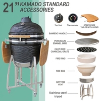 Barbecue Kamado ovale Auplex de 21 pouces en céramique haut de gamme pour le camping et les feux de camp en extérieur