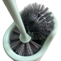 Ensemble brosse de toilette avec support, brosse de nettoyage à long manche pour salle de bain, poils gris pour un nettoyage efficace, base de rangement incluse