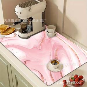 Tapis de cuisine JiaoZhiYuan rectangulaire rose effet jade craquelé bleu océan, antidérapant, résistant à la chaleur, design moderne pour salle à manger - Product Image 3