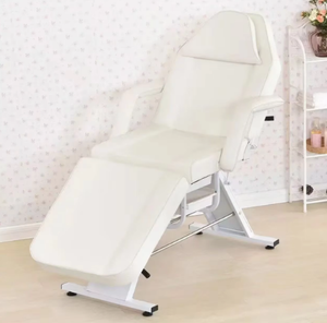 Sillón de Masaje de Belleza Plegable de PU Negro y Blanco con Patas Ajustables, Silla de Barbero para Tatuajes, Terapia Facial y Pestañas, Económico - Product Image 2