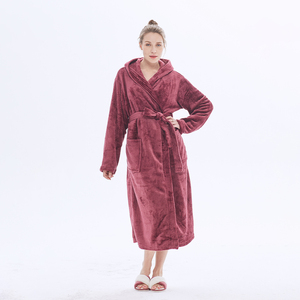 Custom Design With Logo Super Soft Warm Adult Hotel Women Plush Bath Robe Luxury Solid Flannel Fleece Bathrobe