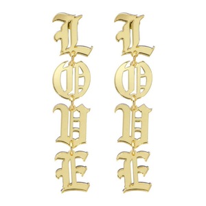 Orecchini in acciaio inossidabile placcato oro gioielli personalizzati vecchio stile inglese nome personalizzato orecchini lunghi e grandi per le donne - Product Image 3
