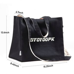 Bolsa de Mano de Lona Ecológica Reciclada con Estampado Personalizado de Alta Calidad, Bolsa de Hombro Resistente con Patrón de Letras - Product Image 3