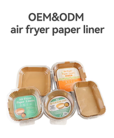 150 doublures carrées brunes antiadhésives pour friteuse à air, 8 pouces, résistantes à la graisse, écologiques, imperméables, compatibles four, jetables en papier