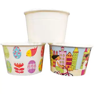 标志印刷杯子，带盖子的酸奶纸容器