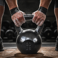 Kettlebell en fonte massif à poids fixe, revêtement poudré, 30 lbs, pour l'entraînement de force des bras, des jambes, des abdominaux et du corps entier, et la mise en forme physique