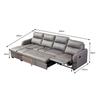 Canapé-lit sectionnel moderne multifonctionnel en forme de L avec rangement, chaise longue et table rabattable avec porte-gobelets, canapé inclinable – Vente en gros