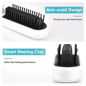 Wireless Hair Straightener <b>Brush</b> Hot Comb Electric Hair Straightening <b>Brush</b> Frizz-Free Fast Heating USB Rechargeable - Product Image 4
