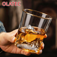 Verre à whisky OLATEC Mountain View avec motif paysager gravé en 3D pour whisky, thé, café, cocktail, en stock