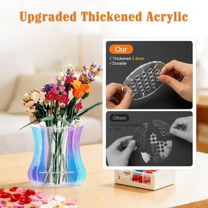 Acrylic <strong>Vase</strong> <strong>for</strong> <strong>Lego</strong> <strong>Flowers</strong> Thickened Sturdy Display Stand Holder <strong>for</strong> <strong>Lego</strong> <strong>Flower</strong> Bouquet Building Set Botanical Collection - Product Image 2