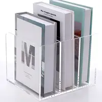 Hot Sale Clear Acrylic Magazine File Holder Desk Organizer File Folder for Office Organization and Storage with 3 Compartments