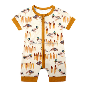 Offre Spéciale été Western impression conception personnalisée 95% bambou 5% Viscose une pièce dormeur bébé bambou Zippy Shorties pyjamas zippés - Product Image 1